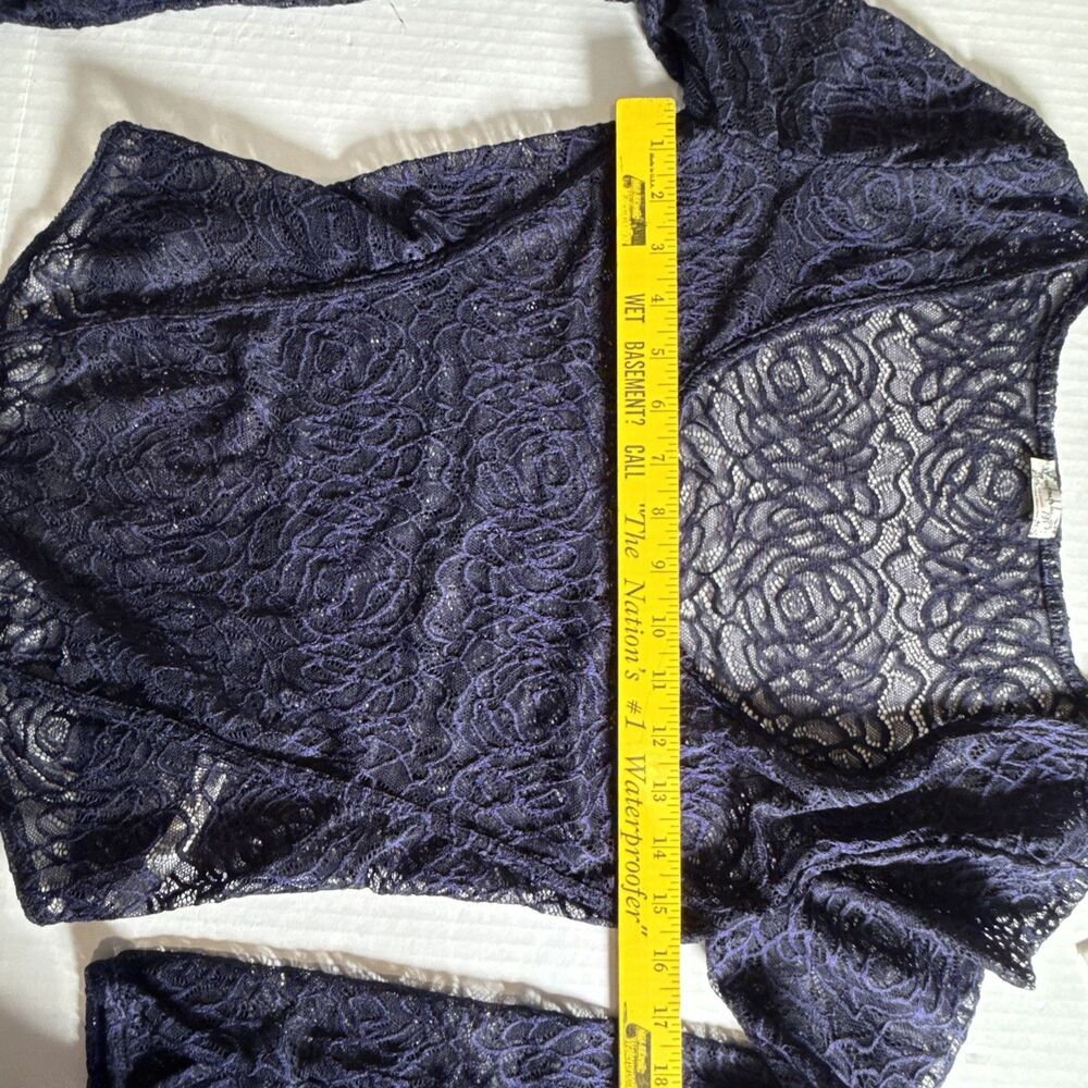 Intimately Free People Women Small Bodysuit In My Head Navy Blue Lace Low Cut - Picture 6 of 7